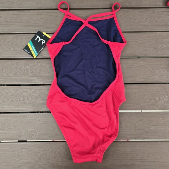 TYR Durafast Life Guard CrosscutFit Red 1-Piece Swimsuit Sz 32 New - Picture 2 of 3